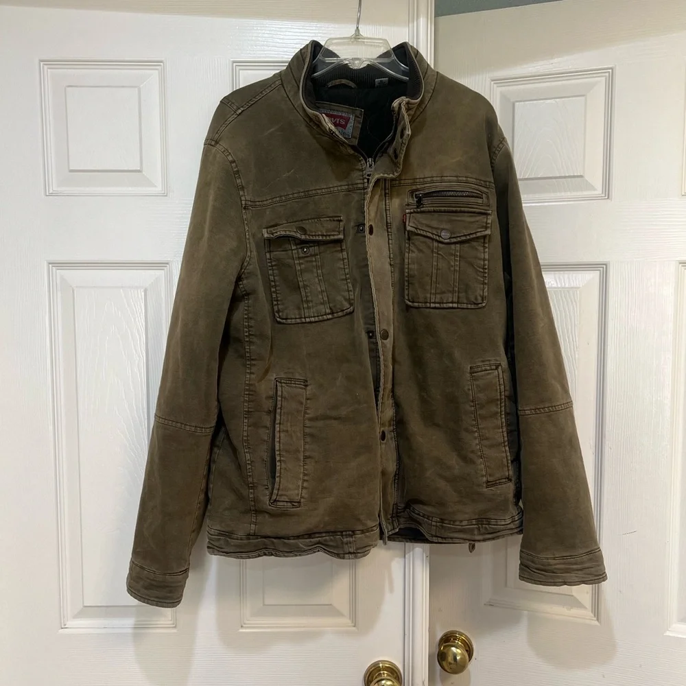 Levi’s Canvas Jacket Coat Mens XL Khaki Utility Military Workwear Chore gorpcore
